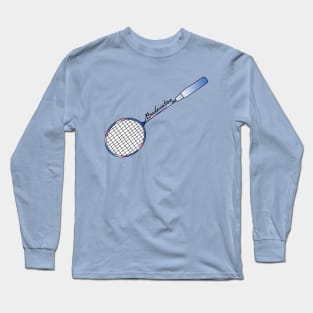 Badminton Racket Lover National Badminton Player (Blue and Pink Gradient) Long Sleeve T-Shirt